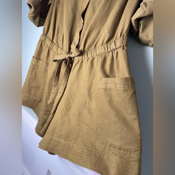 Like New Old Navy Cotton Rompe Adjustable Waist 6” Inseam Brown/Green Plus 1X - Picture 8 of 13